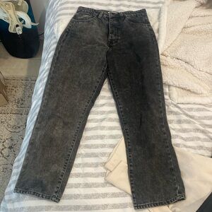 Black two tone STR high waisted stair leg jean